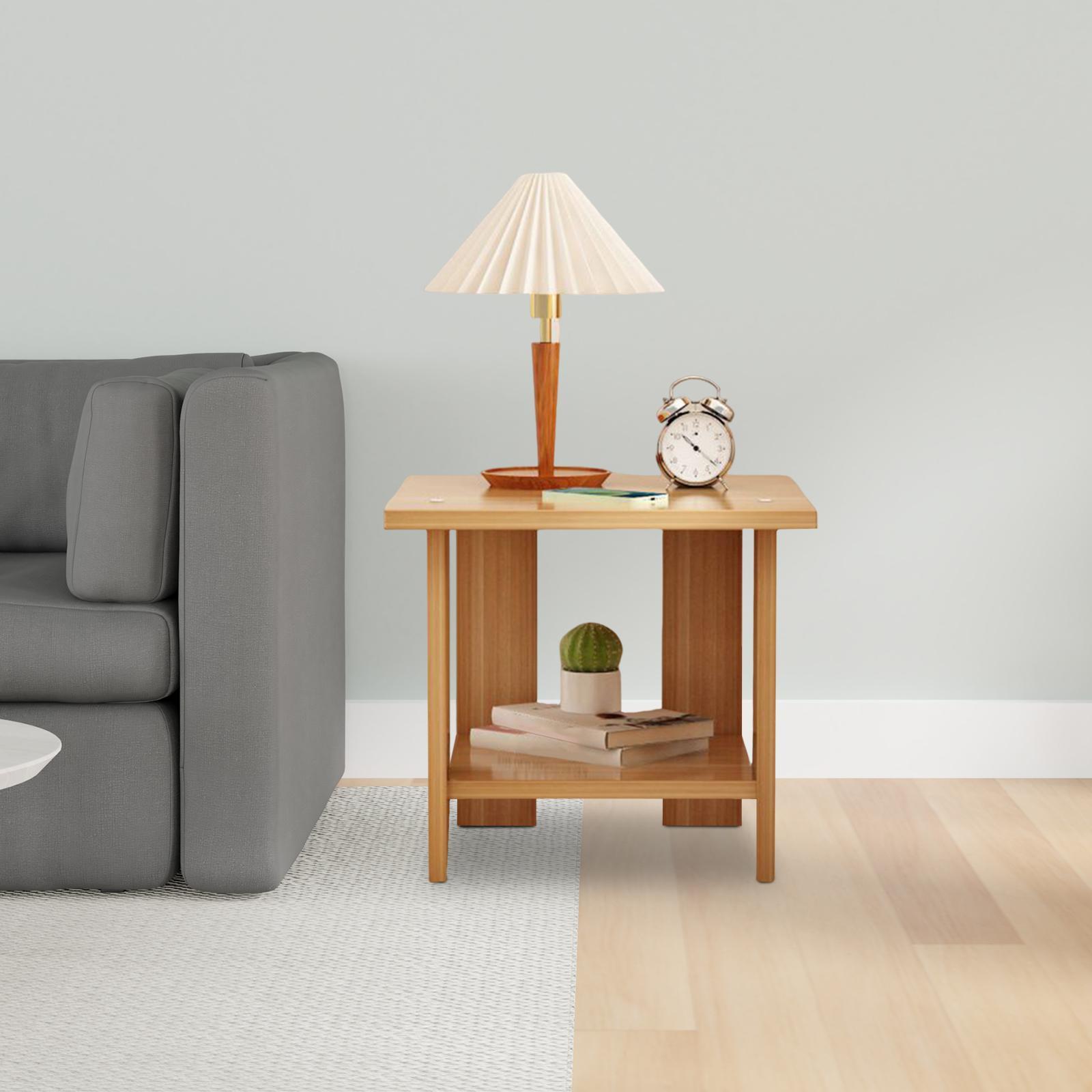 Desk Setup Minimalist - Houten Dubbellaags Bijzettafel Multifunctioneel Stevig Modern